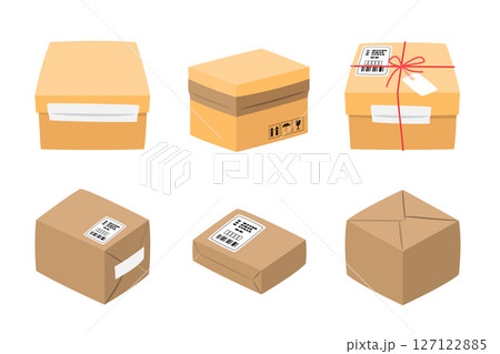 Cardboard Box Shipping and Packaging Vector Set 127122885