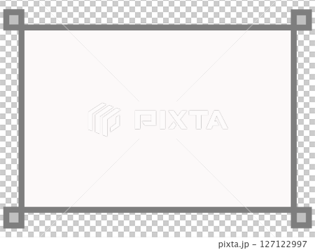 白背景とグレー角装飾の囲み枠・中央塗りフレーム素材（シンプル・PNG） 127122997