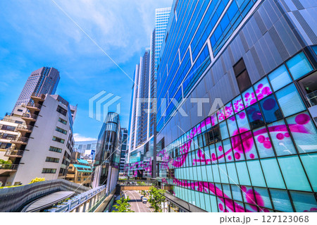 日本の東京都市景観 渋谷サクラステージSHIBUYAタワーやセルリアンタワー東急ホテルなどを望む 127123068