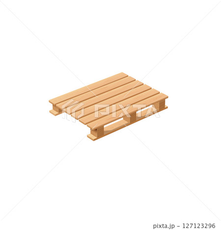 Wooden pallet perspective view, realistic vector storehouse equipment for loading and transporting freight, timber tray 127123296