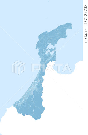 日本の石川県の水色の衛星写真風イラスト 127123738