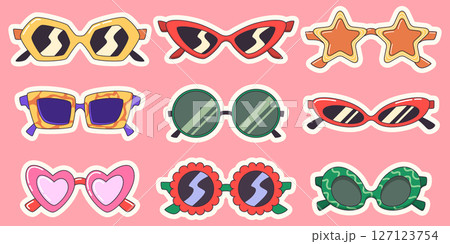 Retro sunglasses sticker collection Retro sunglasses sticker collection 127123754