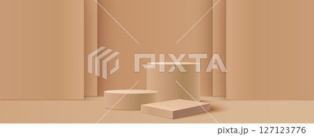 Beige round podium display 127123776