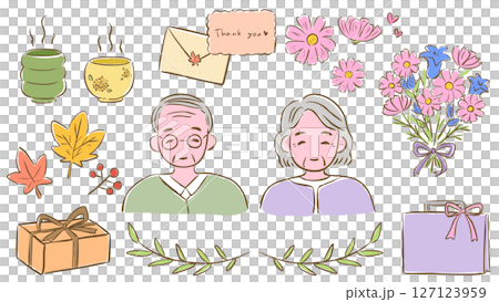敬老日手繪插畫集(爺爺、奶奶、感恩、花、禮物) 敬老日手繪插畫集(爺爺、奶奶、感恩、花、禮物) 127123959