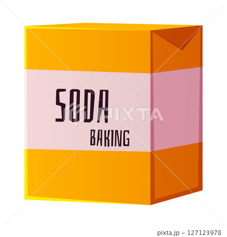 Box of baking soda flat icon, sodium bicarbonate package, cooking powder ingredient vector flat illustration isolated Box of baking soda flat icon, sodium bicarbonate package, cooking powder ingredient vector flat illustration isolated 127123978