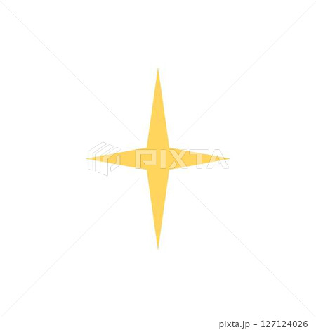 Abstract illustration of four-pointed star, yellow color. 127124026