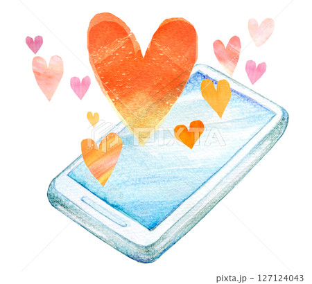 水彩イラスト　スマートフォン 127124043