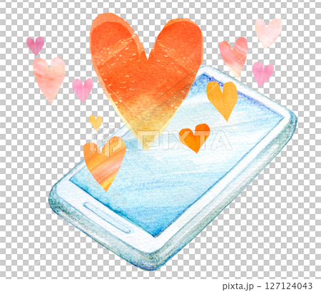 水彩イラスト　スマートフォン 127124043