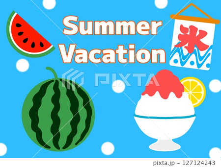 シンプルな夏休みモチーフのイラスト Summer Vacation 127124243