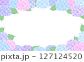 紫陽花のフレーム/梅雨の花の素材/シンプルなフラットスタイル 127124520