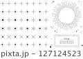 キラキラのあしらいとサンバーストのフレームセット/シンプルな線画スタイル 127124523