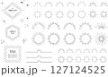 キラキラとサンバーストのあしらいとフレームセット/シンプルな線画スタイル 127124525
