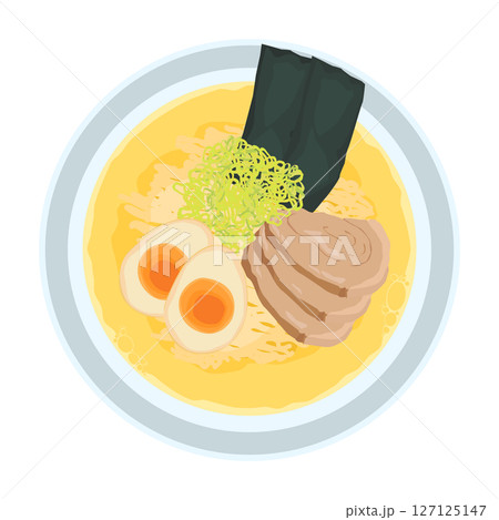 真上から見た塩ラーメンのイラスト 127125147