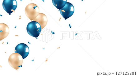 Beautiful blue 3D balloons illustration background vector banner template Beautiful blue 3D balloons illustration background vector banner template 127125281