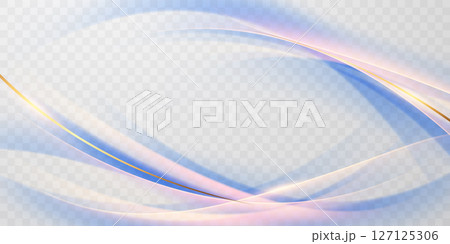 Blue abstract wave background with luxury golden elements vector illustration 127125306