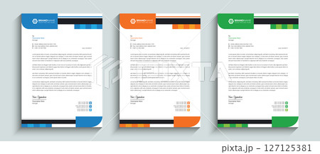 Simple professional modern corporate business style letterhead design template. Template design for letterhead, stationery, identity, document, branding, and layout design for your business project. 127125381