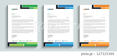 Professional creative corporate official letterhead design template in A4 size. Template design for letterhead, stationery, identity, document, branding, and layout design for your business project. 127125394