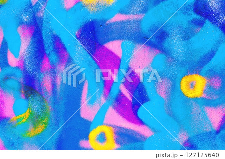 Vibrant Abstract Graffiti in Blue, Pink, Yellow for 90s, Y2K Aesthetic 127125640