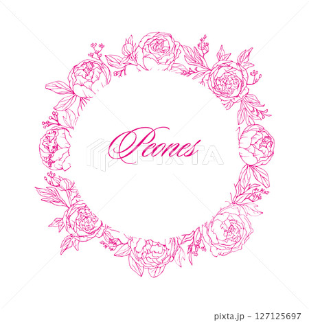 Round frame of peones flowers Round frame of peones flowers 127125697