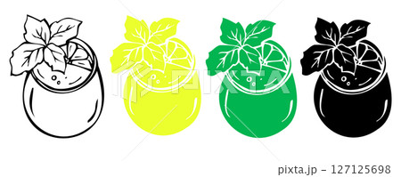 Set of colorful glass with mint and lemon Set of colorful glass with mint and lemon 127125698