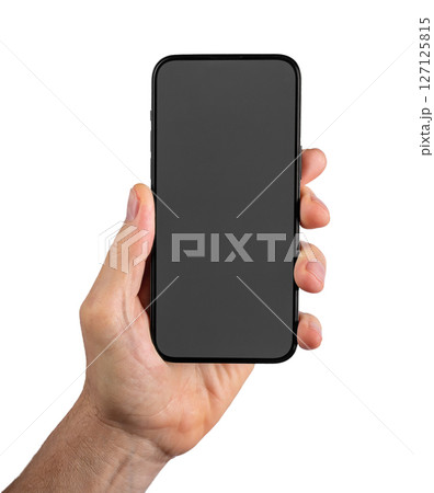 Hand holding a smartphone with a blank screen, ready for social media apps and digital communication Hand holding a smartphone with a blank screen, ready for social media apps and digital communication 127125815