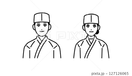 男女の和食料理人のアバターセット 127126065