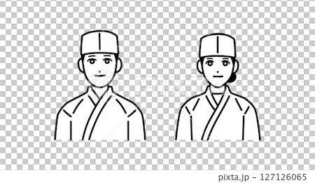 男女の和食料理人のアバターセット 127126065