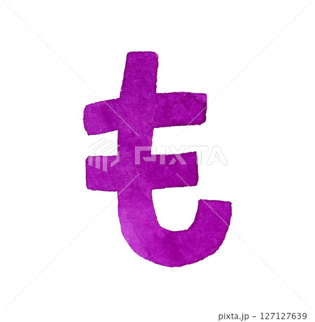 ひらがなの「も」　かわいい手描き水彩イラスト・手書き文字の素材 127127639