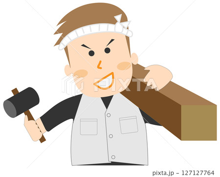 やる気いっぱいの大工さん 127127764