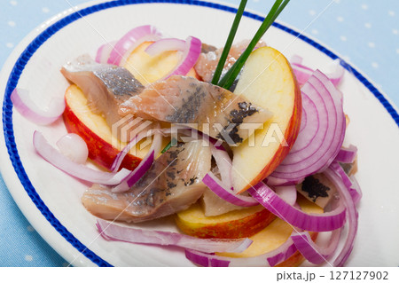 Norwegian salad of herring, apples, onion 127127902