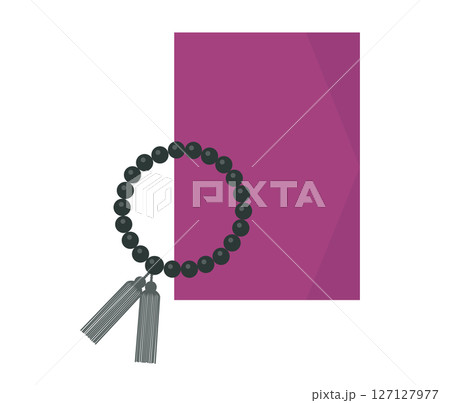 数珠と袱紗（仏具）のイラスト 127127977