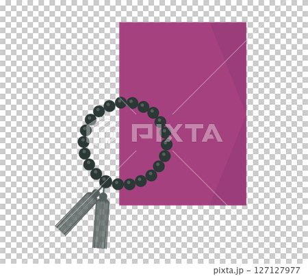 数珠と袱紗（仏具）のイラスト 127127977