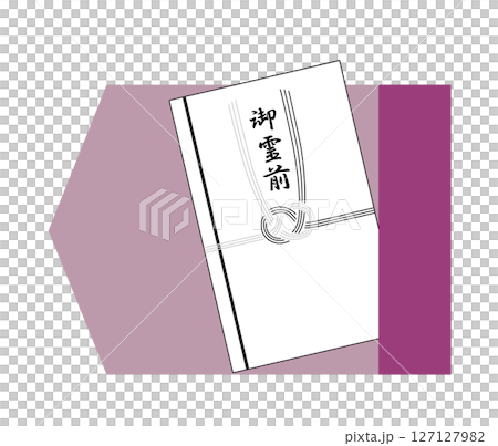 這是弔唁信封和佛壇裝飾品的插圖。 127127982