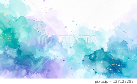 青と紫が織りなす透明感のある水彩アート 青と紫が織りなす透明感のある水彩アート 127128285