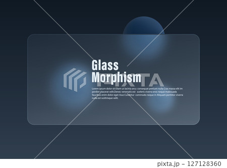 Modern dark glassmorphism UI mockup with matte panel and muted blue 3D spheres on gradient background Modern dark glassmorphism UI mockup with matte panel and muted blue 3D spheres on gradient background 127128360