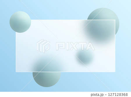 Minimal glass morphism banner with soft blue 3D spheres Minimal glass morphism banner with soft blue 3D spheres 127128368