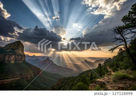 sunset in the mountains 127128899