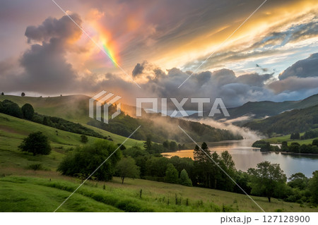 sunset in the mountains 127128900