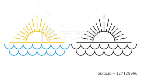 Sun and sea waves icon 127128966