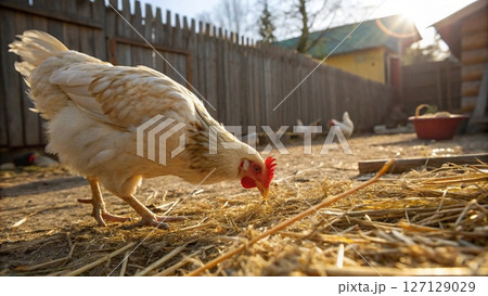 chicken in the countryside  Photo  Natural light. 127129029