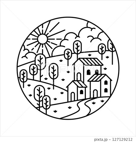 natural scenery in the frame illustration natural scenery in the frame illustration 127129212