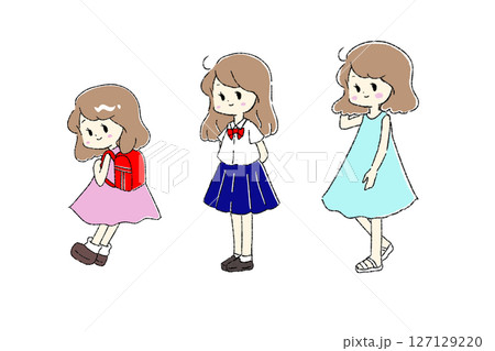 女の子の成長イラスト 127129220