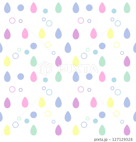カラフルなしずくと水玉模様のシームレス背景パターン 127129328