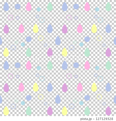 カラフルなしずくと水玉模様のシームレス背景パターン 127129328