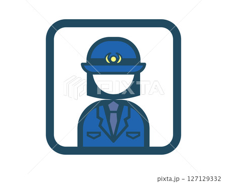 警察官おまわりさんのシンプルな四角いカラーイラストアイコン 127129332