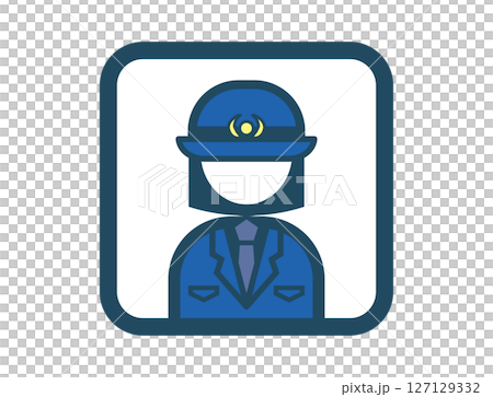 警察官おまわりさんのシンプルな四角いカラーイラストアイコン 127129332