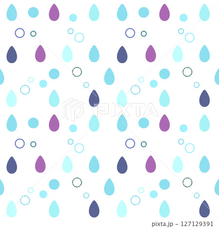 カラフルなしずくと水玉模様のシームレス背景パターン 127129391