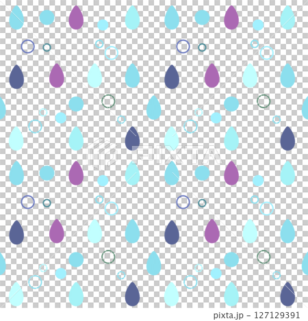カラフルなしずくと水玉模様のシームレス背景パターン 127129391
