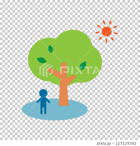 Heat stroke prevention: Cool off in the shade Image illustration material Heat stroke prevention: Cool off in the shade Image illustration material 127129392