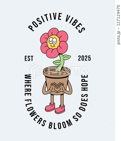 flower bloom retro cute illustration 127129470